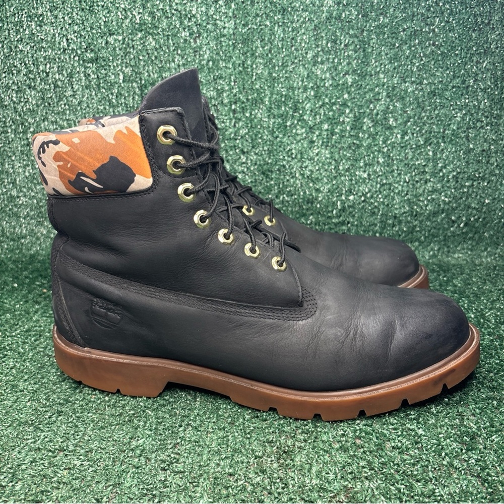 Timberland Mens Boots Black Camo Nubuck Premium 6 Inch Waterproof Outdoor Sz 12